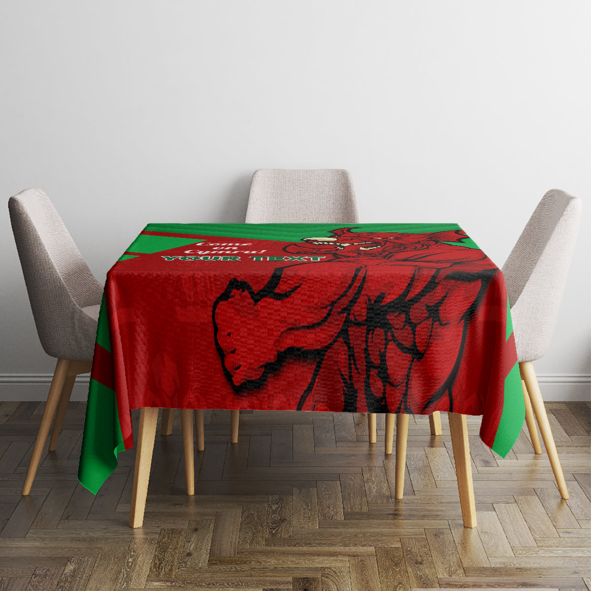 Custom Wales Rugby Tablecloth 2024 Six Nations Come On Cymru Mascot Sporty