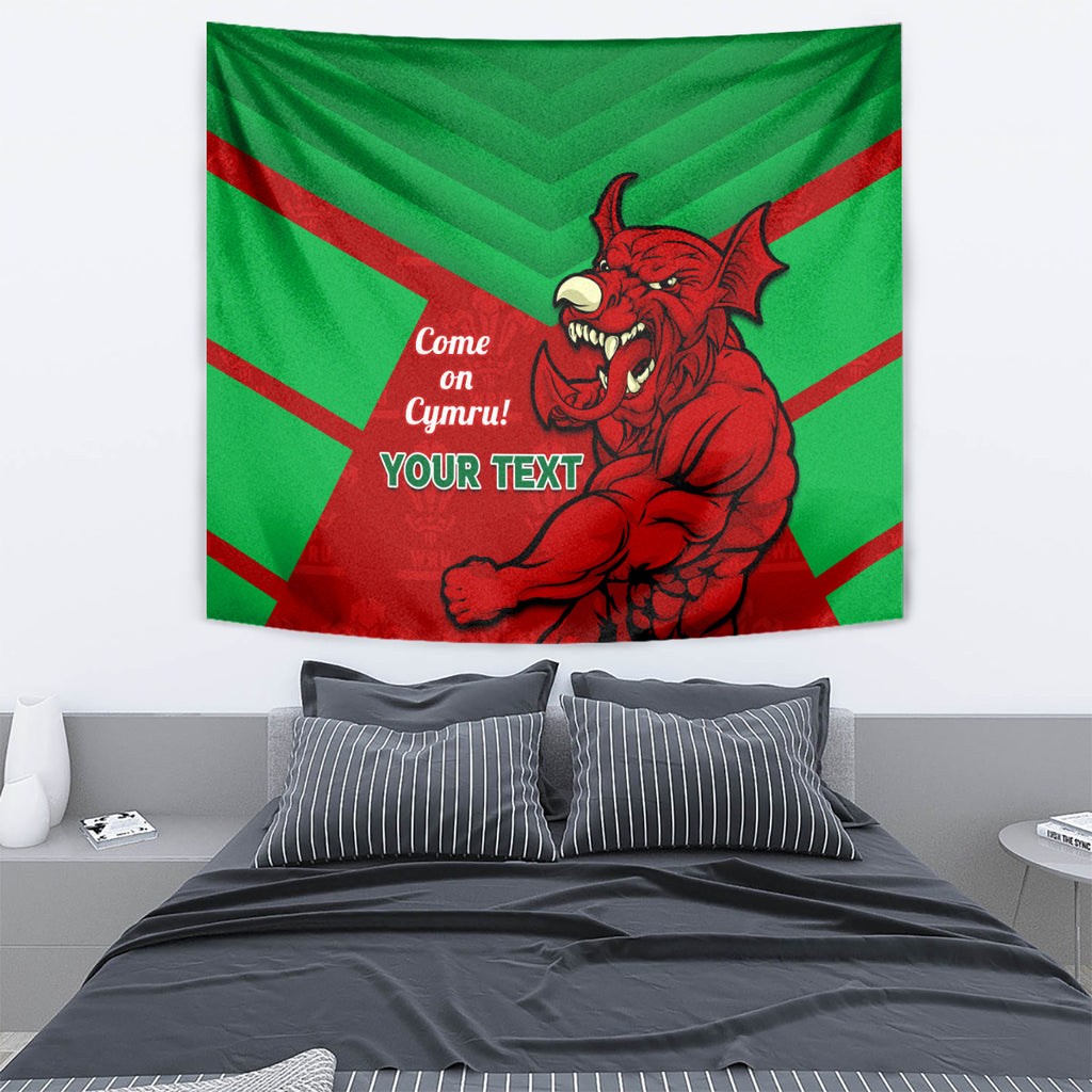 Custom Wales Rugby Tapestry 2024 Six Nations Come On Cymru Mascot Sporty