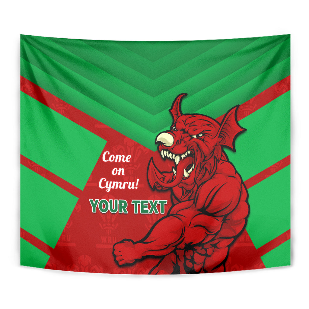 Custom Wales Rugby Tapestry 2024 Six Nations Come On Cymru Mascot Sporty