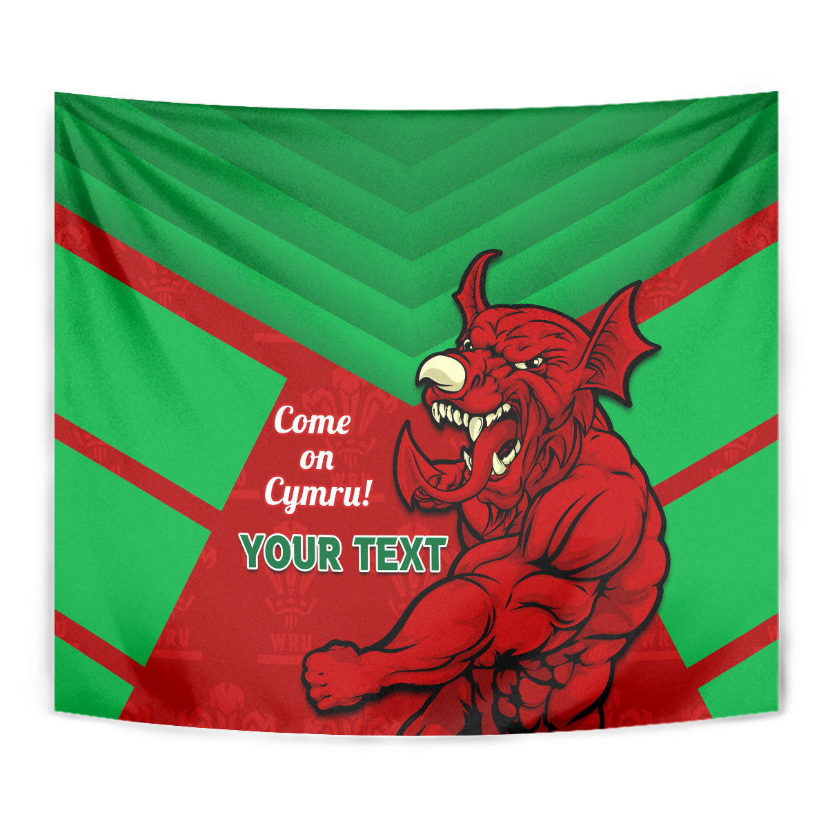 Custom Wales Rugby Tapestry 2024 Six Nations Come On Cymru Mascot Sporty