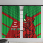 Custom Wales Rugby Window Curtain 2024 Six Nations Come On Cymru Mascot Sporty