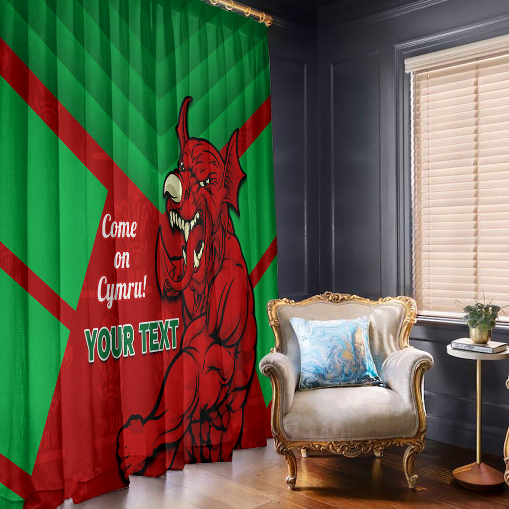 Custom Wales Rugby Window Curtain 2024 Six Nations Come On Cymru Mascot Sporty