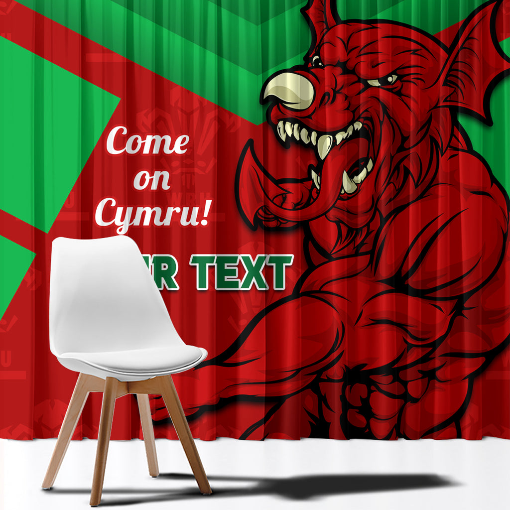 Custom Wales Rugby Window Curtain 2024 Six Nations Come On Cymru Mascot Sporty