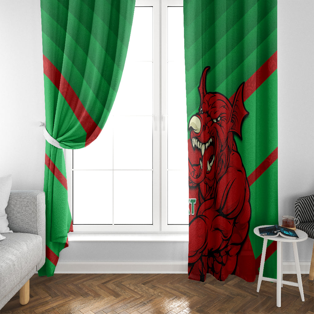 Custom Wales Rugby Window Curtain 2024 Six Nations Come On Cymru Mascot Sporty