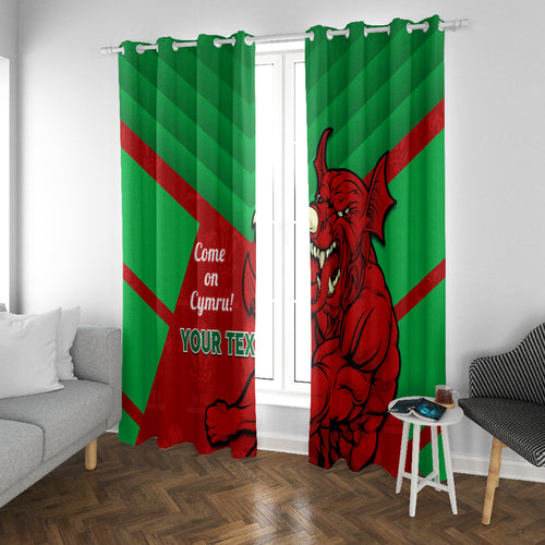 Custom Wales Rugby Window Curtain 2024 Six Nations Come On Cymru Mascot Sporty