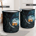 Personalized New Zealand Darts Beer Laundry Basket Paua Shell Aotearoa Maori Tattoo - Aussie Hoodie