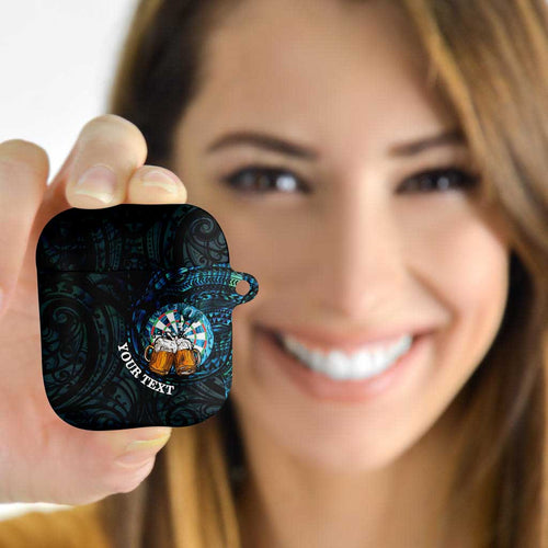 Personalized New Zealand Darts Beer AirPods Case Paua Shell Aotearoa Maori Tattoo - Aussie Hoodie