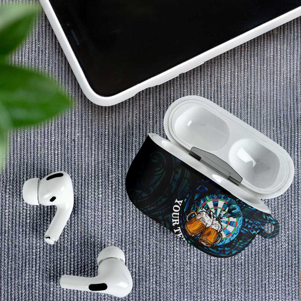 Personalized New Zealand Darts Beer AirPods Case Paua Shell Aotearoa Maori Tattoo - Aussie Hoodie