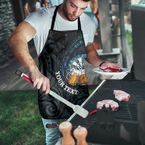Personalized New Zealand Darts Beer Apron Paua Shell Aotearoa Maori Tattoo - Aussie Hoodie