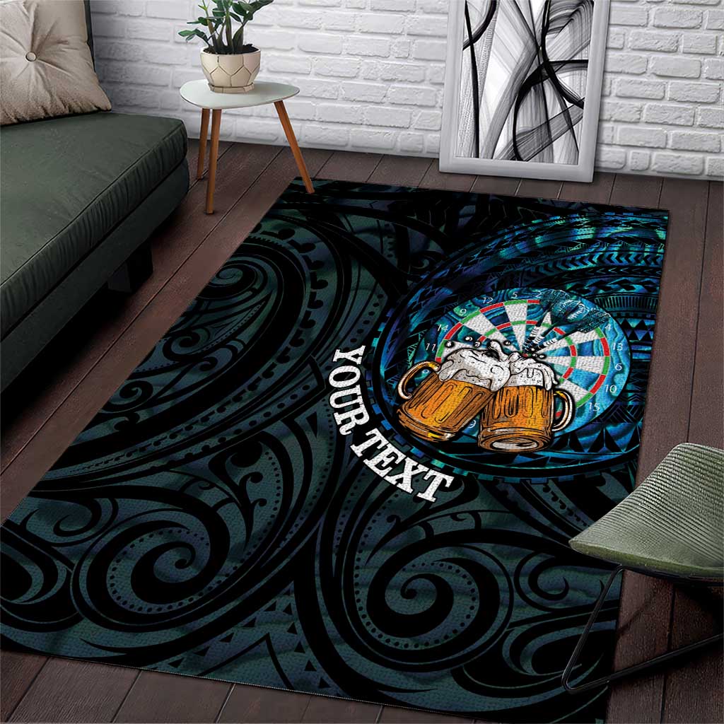 Personalized New Zealand Darts Beer Area Rug Paua Shell Aotearoa Maori Tattoo - Aussie Hoodie