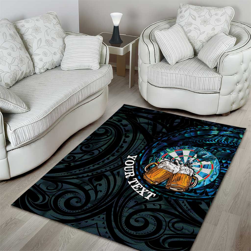 Personalized New Zealand Darts Beer Area Rug Paua Shell Aotearoa Maori Tattoo - Aussie Hoodie
