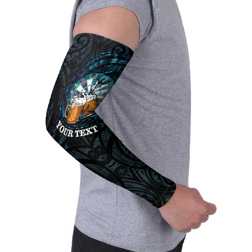 Personalized New Zealand Darts Beer Arm Sleeves Paua Shell Aotearoa Maori Tattoo - Aussie Hoodie
