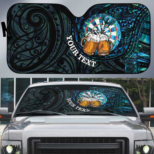 Personalized New Zealand Darts Beer Auto Sun Shade Paua Shell Aotearoa Maori Tattoo - Aussie Hoodie