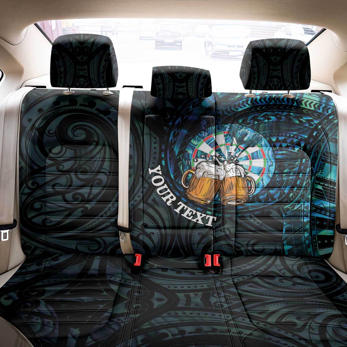 Personalized New Zealand Darts Beer Back Car Seat Cover Paua Shell Aotearoa Maori Tattoo - Aussie Hoodie