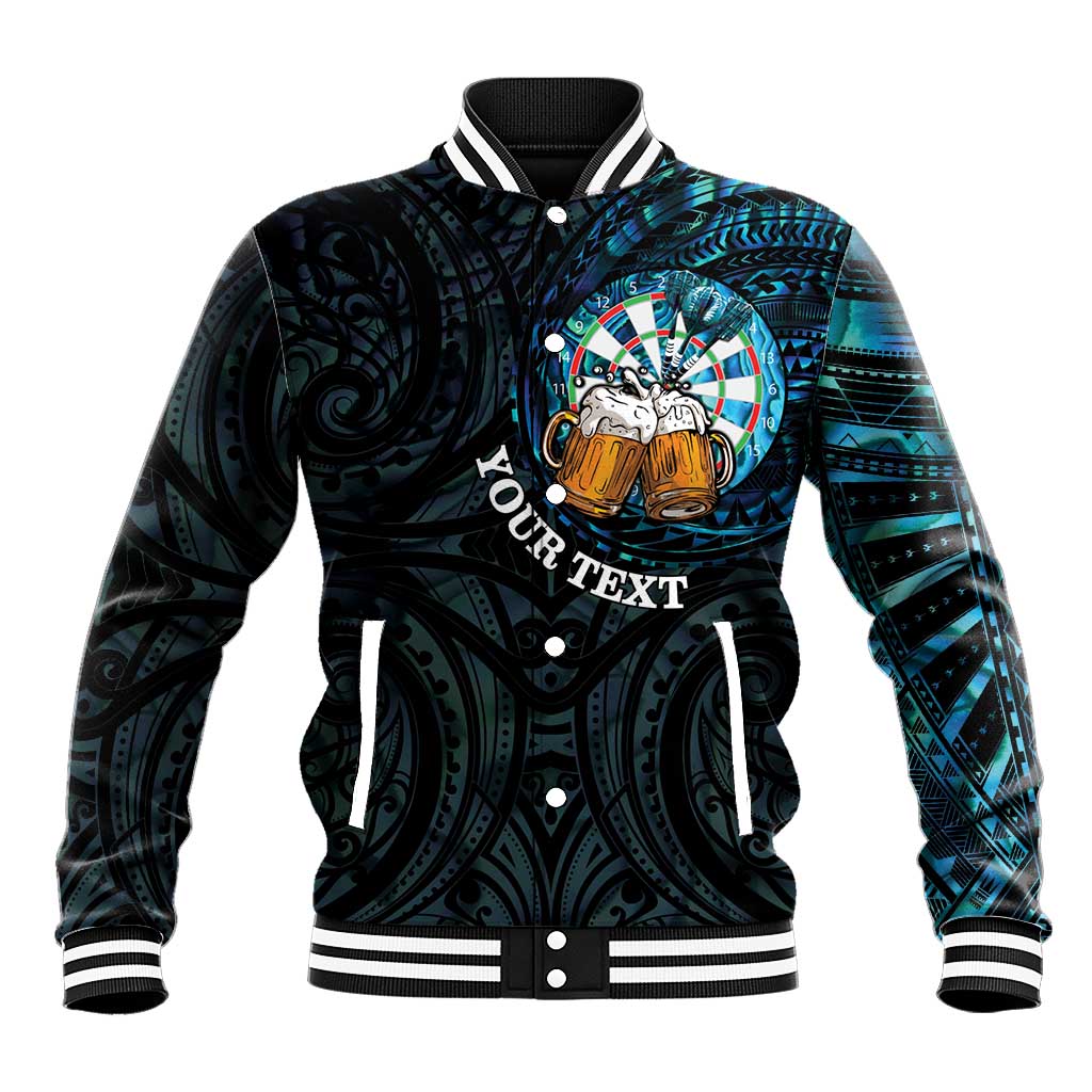 Personalized New Zealand Darts Beer Baseball Jacket Paua Shell Aotearoa Maori Tattoo - Aussie Hoodie