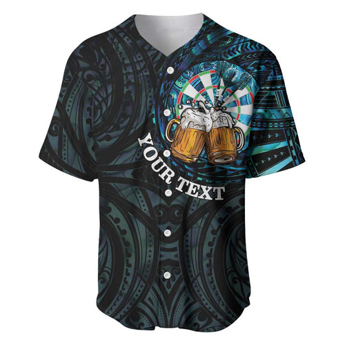 Personalized New Zealand Darts Beer Baseball Jersey Paua Shell Aotearoa Maori Tattoo - Aussie Hoodie