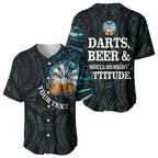 Personalized New Zealand Darts Beer Baseball Jersey Paua Shell Aotearoa Maori Tattoo - Aussie Hoodie