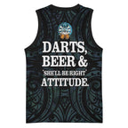 Personalized New Zealand Darts Beer Basketball Jersey Paua Shell Aotearoa Maori Tattoo - Aussie Hoodie