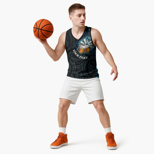 Personalized New Zealand Darts Beer Basketball Jersey Paua Shell Aotearoa Maori Tattoo - Aussie Hoodie