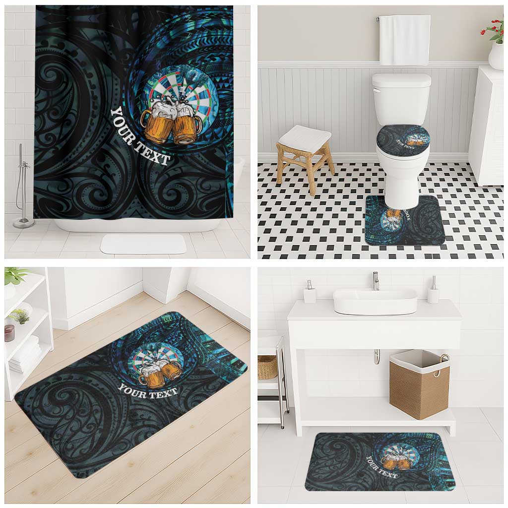 Personalized New Zealand Darts Beer Bathroom Set Paua Shell Aotearoa Maori Tattoo - Aussie Hoodie