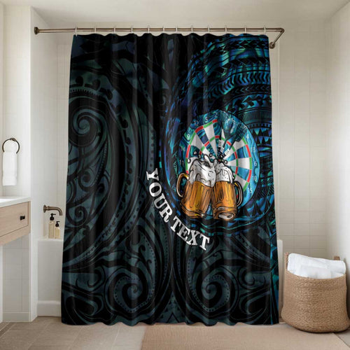 Personalized New Zealand Darts Beer Bathroom Set Paua Shell Aotearoa Maori Tattoo - Aussie Hoodie