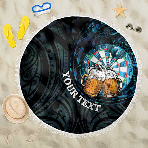 Personalized New Zealand Darts Beer Beach Blanket Paua Shell Aotearoa Maori Tattoo - Aussie Hoodie