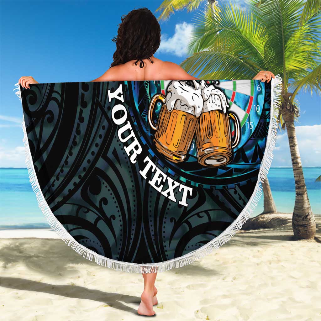 Personalized New Zealand Darts Beer Beach Blanket Paua Shell Aotearoa Maori Tattoo - Aussie Hoodie
