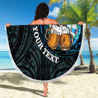Personalized New Zealand Darts Beer Beach Blanket Paua Shell Aotearoa Maori Tattoo - Aussie Hoodie