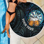 Personalized New Zealand Darts Beer Beach Blanket Paua Shell Aotearoa Maori Tattoo - Aussie Hoodie