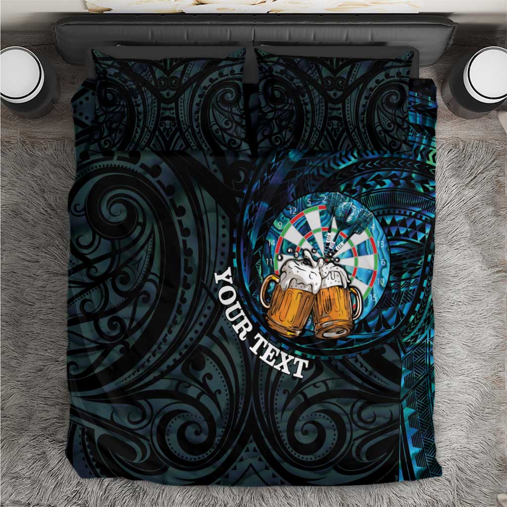 Personalized New Zealand Darts Beer Bedding Set Paua Shell Aotearoa Maori Tattoo - Aussie Hoodie