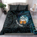 Personalized New Zealand Darts Beer Bedding Set Paua Shell Aotearoa Maori Tattoo - Aussie Hoodie