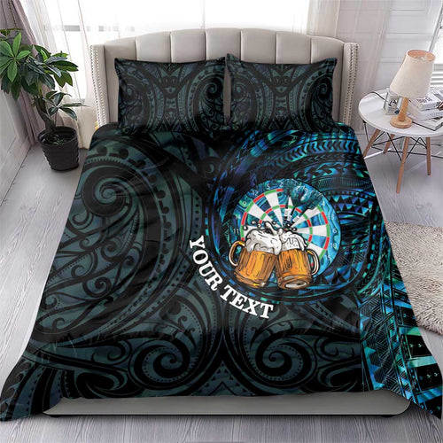 Personalized New Zealand Darts Beer Bedding Set Paua Shell Aotearoa Maori Tattoo - Aussie Hoodie