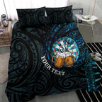 Personalized New Zealand Darts Beer Bedding Set Paua Shell Aotearoa Maori Tattoo - Aussie Hoodie