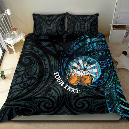 Personalized New Zealand Darts Beer Bedding Set Paua Shell Aotearoa Maori Tattoo - Aussie Hoodie