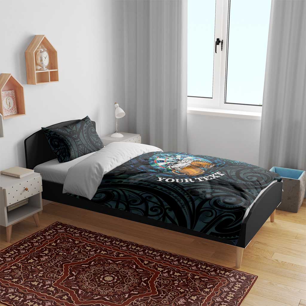 Personalized New Zealand Darts Beer Bedding Set Paua Shell Aotearoa Maori Tattoo - Aussie Hoodie