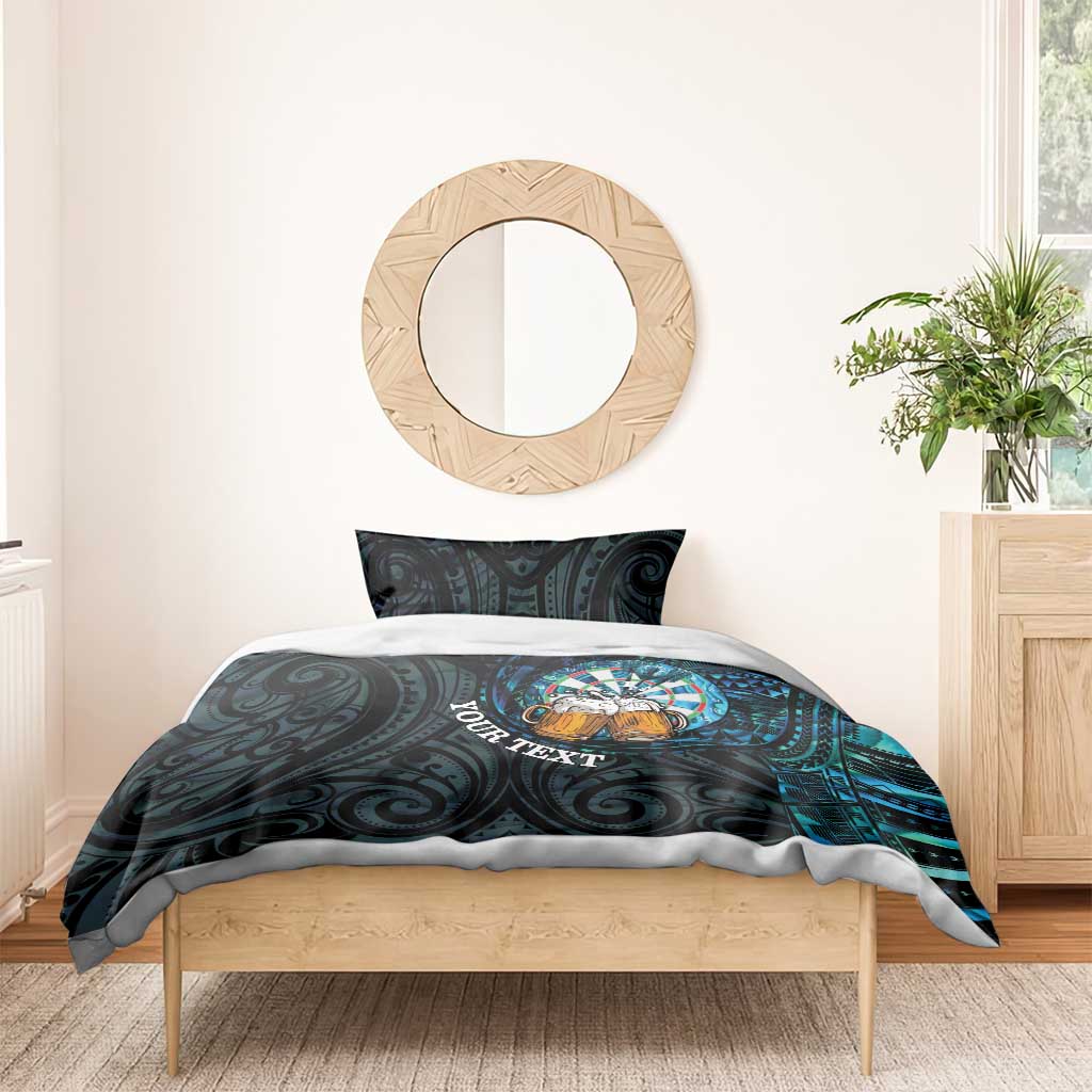 Personalized New Zealand Darts Beer Bedding Set Paua Shell Aotearoa Maori Tattoo - Aussie Hoodie