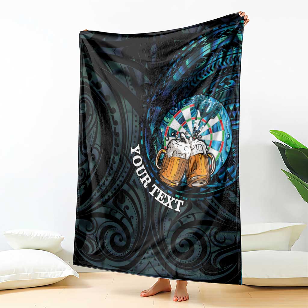 Personalized New Zealand Darts Beer Blanket Paua Shell Aotearoa Maori Tattoo - Aussie Hoodie