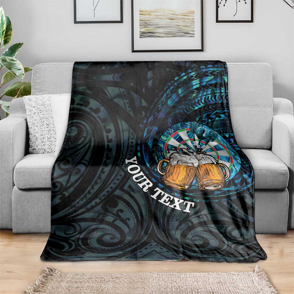 Personalized New Zealand Darts Beer Blanket Paua Shell Aotearoa Maori Tattoo - Aussie Hoodie