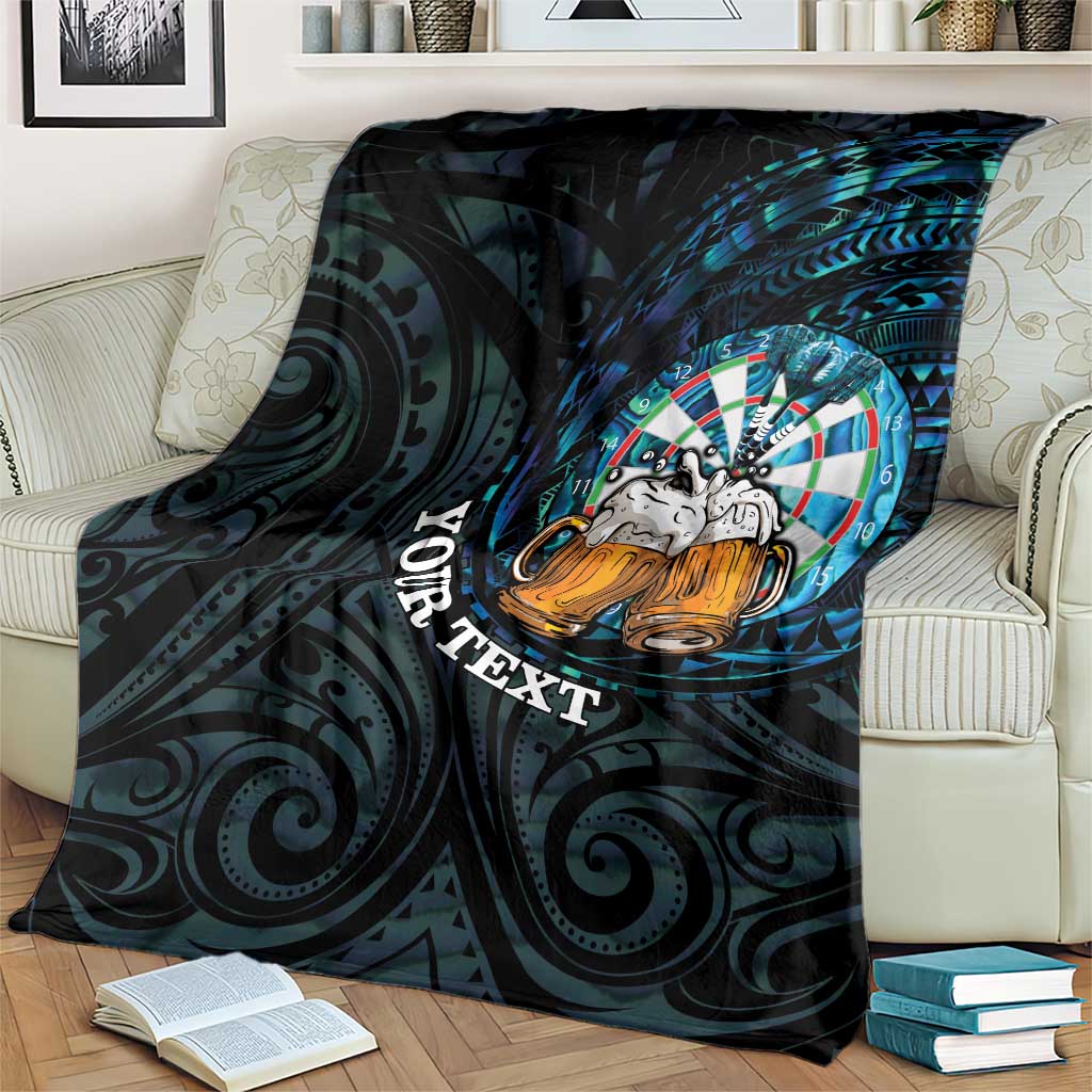 Personalized New Zealand Darts Beer Blanket Paua Shell Aotearoa Maori Tattoo - Aussie Hoodie