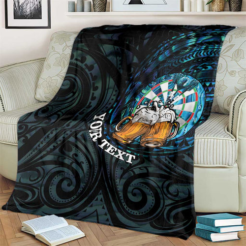 Personalized New Zealand Darts Beer Blanket Paua Shell Aotearoa Maori Tattoo - Aussie Hoodie