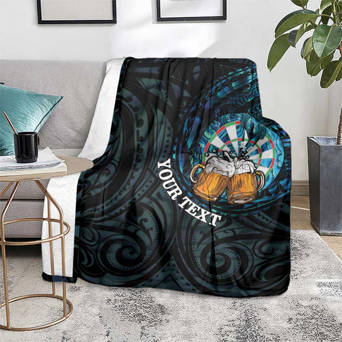 Personalized New Zealand Darts Beer Blanket Paua Shell Aotearoa Maori Tattoo - Aussie Hoodie
