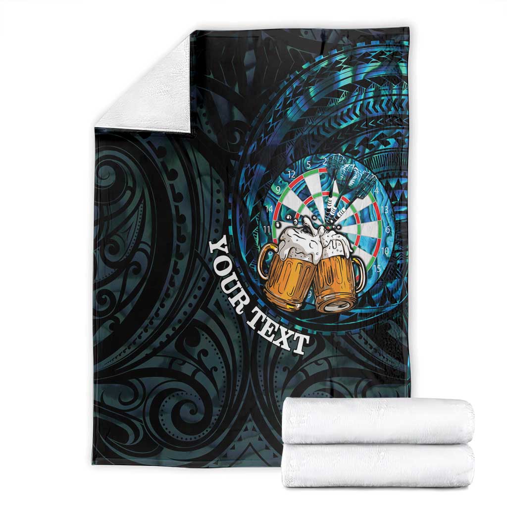 Personalized New Zealand Darts Beer Blanket Paua Shell Aotearoa Maori Tattoo - Aussie Hoodie