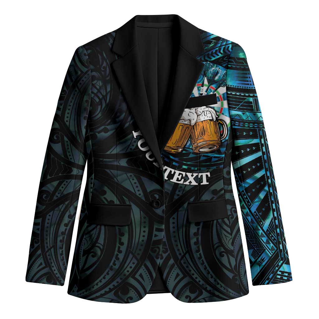 Personalized New Zealand Darts Beer Blazer Paua Shell Aotearoa Maori Tattoo - Aussie Hoodie