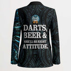 Personalized New Zealand Darts Beer Blazer Paua Shell Aotearoa Maori Tattoo - Aussie Hoodie
