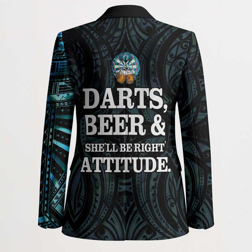 Personalized New Zealand Darts Beer Blazer Paua Shell Aotearoa Maori Tattoo - Aussie Hoodie