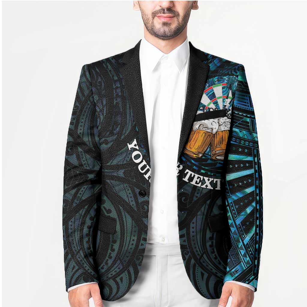 Personalized New Zealand Darts Beer Blazer Paua Shell Aotearoa Maori Tattoo - Aussie Hoodie