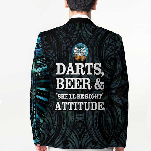 Personalized New Zealand Darts Beer Blazer Paua Shell Aotearoa Maori Tattoo - Aussie Hoodie