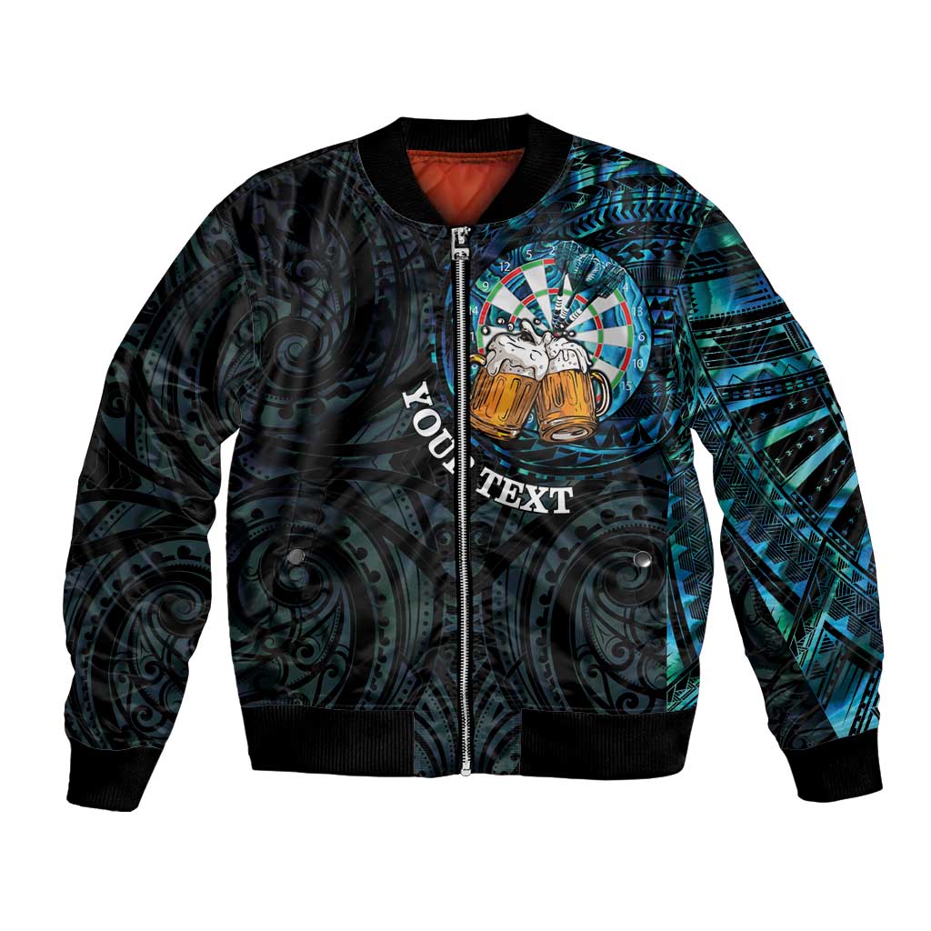 Personalized New Zealand Darts Beer Bomber Jacket Paua Shell Aotearoa Maori Tattoo - Aussie Hoodie