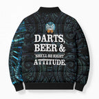 Personalized New Zealand Darts Beer Bomber Puffer Jacket Paua Shell Aotearoa Maori Tattoo - Aussie Hoodie
