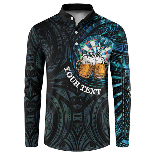 Personalized New Zealand Darts Beer Button Sweatshirt Paua Shell Aotearoa Maori Tattoo - Aussie Hoodie